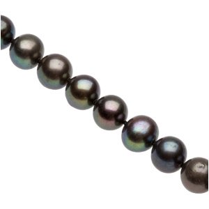 Sterling Silver Freshwater Cultured Black Pearl Strand Bracelet. 