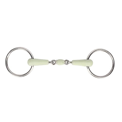 Fabater Ring Snaffle Bit, Stainless Steel Rubber Roller Mouth Snaffle Bit, Flavor Horse Mouth Bit, Loose Ring Snaffle, Comfort O Ring for Horses Training, Riding