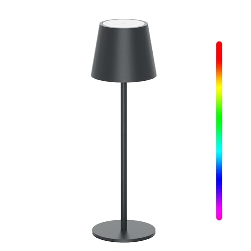 K-Bright 1 Stück RGB Akku Tischlampe Kabellose aus Aluminium Anthrazit