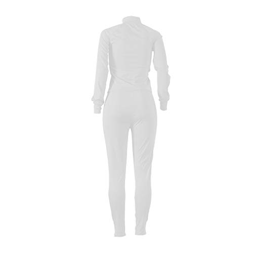 Atezch 2 Piece Casual Sport Outfits for Women, Long Sleeve Zipped Coat and Long Legging Pants Sports Set Tracksuits (White, M)