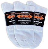 Extra Wide Comfort Fit Athletic Quarter (Anklet) Socks for Men - White - Size 16.6-21 (up to 6E wide) - 3PK