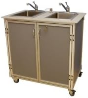 Monsam NS-002 10 in. NSF Certified Two Bowl Hand Washing Self Contained Portable Sink44; Grey