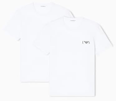 Man'S Bold Monogram - Paquete de 2 Camisetas de Cuello Redondo, Color Blanco, Talla S, Ajustada, Blanco/Blanco, S