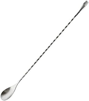 Mixing Spoon For Drinks & Cocktails - Durable Stainless Steel – 12’’ Long & Ideal For All Types Of Cups & Glasses – Dishwasher Safe – Twisted Pattern Ergonomic Design – Best Stirring Shaker Spoon