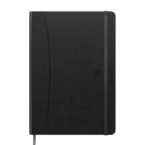Oxford Signature A5 Lined Notebook 160 Pages Hard Cover with Faux Leather Black 1 Piece