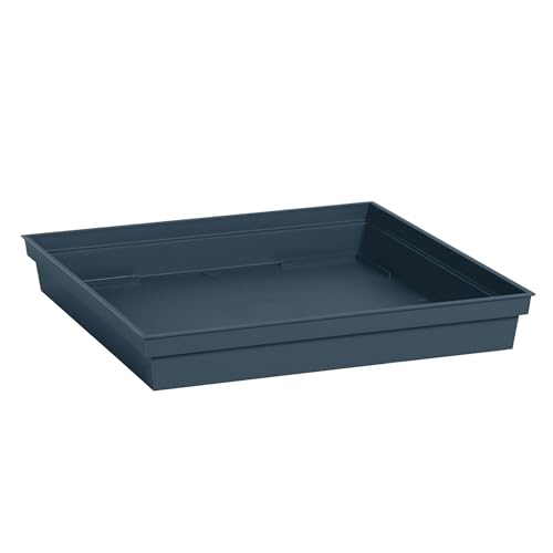 EDA - Square Tuscan saucer 40 cm - for Tuscany Square Flower Pot 50 cm - 40 x 40 x H.5.8 cm - Blue Jean