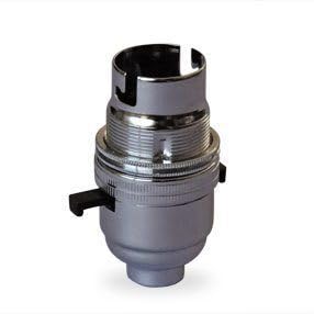 Lampholder Bayonet Cap Switched with Shade Rings (10mmfemalethreadedentry,Chrome)