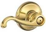 Schlage F40-CLT F-Series Callington Privacy Lever Set 605 X 625 Right Handed Bright Brass x Bright Chrome