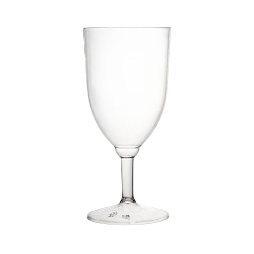Party Essentials Hard Plastic One Piece 8-Ounce Wine Glasses, Clear, 8 Count