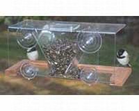 Songbird Essentials Clear Window Mounted Bird Feeder. 4 Cup Capacity V Shaped Hopper with Cover.