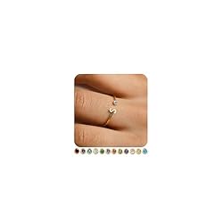 FUNEIA Initial Birthstone Rings for Women Non