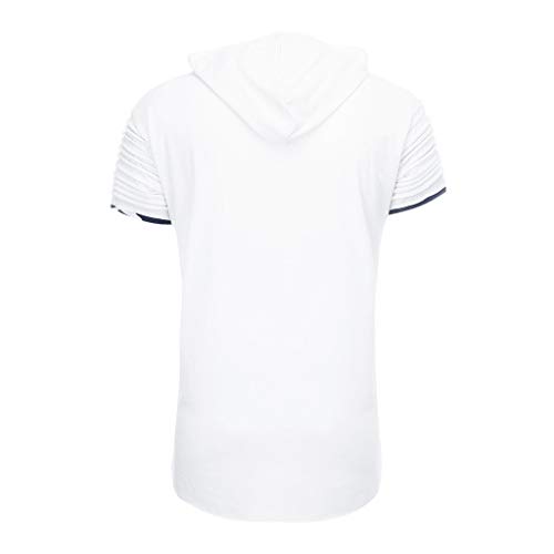 Letdown_Men tops Hooded Shirts for Men Short Sleeve Scratch Zipper Pattern Casual Slim Fit T-Shirts Mens Fashion Summer Shirt White - Thumbnail 5