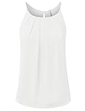 JJ Perfection Women's Round Neck Front Pleated Chiffon Cami Tank Top