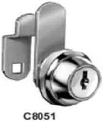 C8051-14A-KA Cam Lock, 7/16" Cylinder Length, Bright Nickel Finish - Keyed Alike