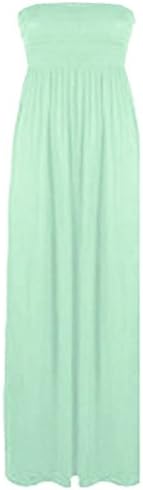 RZN Fashion Women,s Plain Plus Size Boobtube Sheering Long Elasticated Bandeau Summer Maxi Dress (S/M, Aqua)