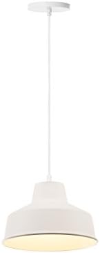 SLV Lighting 795015A Fenda Modern Farmhouse Metal Shade Pendant with 40W Vintage Style Filament LED Bulb Included, Socket and Ceiling Canopy, Black