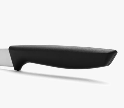 Faca vegetal de aço inoxidável. Faca profissional para legumes para descascar frutas e legumes. Cabo ergonómico de polioximetileno e lâmina de 110 mm. Série Nice. Cor preta.
