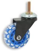 Cool Casters - Translucent Wheel Caster, Smoked Black Wheel Wheel, Chrome Yoke, Threaded Stem, No Brake - Item #100-64-CLBB-BL-TS-NB