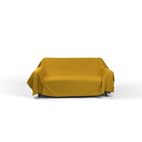 Italian Bed Linen Sprei Max Color, effen, mosterd, 270 x 300 cm