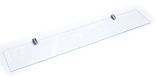 BSM Marketing 500mm x 100mm Toughened 6mm Glass Shelf with Chrome Finish Supports