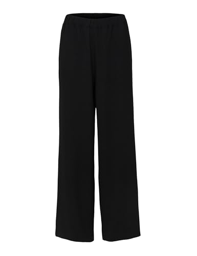 SELECTED FEMME Damen SLFTINNI-RELAXED MW WIDE PANT N NOOS, Schwarz, 38W / 32L EU