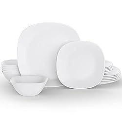Dinnerware Set, MEKY 18-piece Opal Dishes Sets