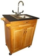 Monsam PSW-009 10 in. Wood Cabinet Deep Single Basin Portable Sink