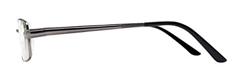 Readers.com Reading Glasses: The Dash Computer Reader Reader, Metal Rectangle Style for Men and Women - Gunmetal, 1.50