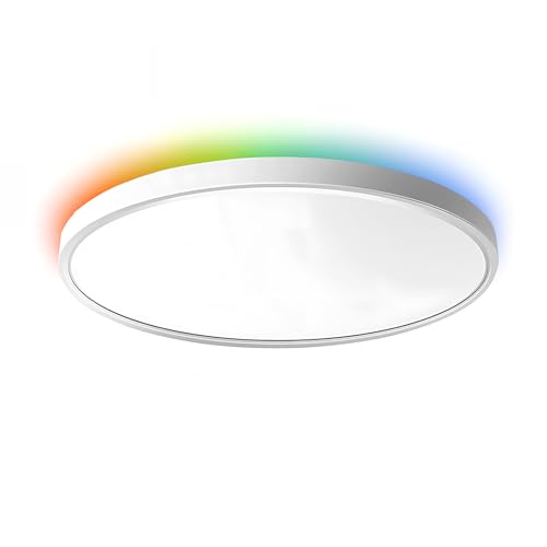 ET EASYTAO Lampara de Techo, Lampara Led Inteligente Wifi, Lámpara Alexa con Retroiluminación RGBIC, Control Remoto y Smart Life APP, 30cm, 24W, 2200LM, Ultradelgado
