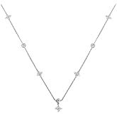 go!funbuy Four Leaf Clover Pendant Necklace，Dainty 925 Sterling Silver Choker Necklace with Cubic Zirconia Diamond Bezel Pendants, Short Simple Necklace for Women and Girls