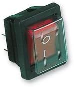 ARCOLECTRIC C1353ALGNF ROCKER SWITCH, DPST, 16A, 250VAC, RED (5 pieces)