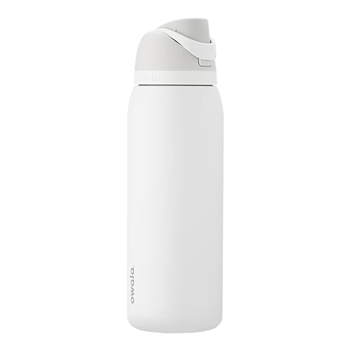Owala FreeSip Isolierte Edelstahl-Wasserflasche mit Strohhalm für Sport und Reisen, BPA-frei, 1,2 l, Shy Marshmallow
