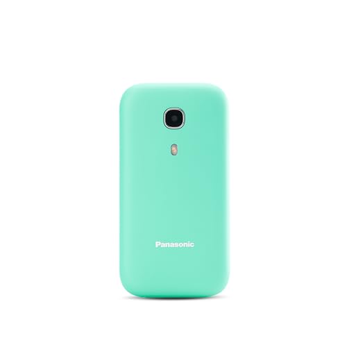 Panasonic KX-TU400EXC Einfach zu bedienendes Klapphandy für Senioren, 2G, SOS-Notruftaste, Seniorenhandy ohne vertag, Prioritätsanruf, stoßfest, große Tasten, Kamera, Taschenlampe, Bluetooth, Türkis