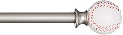 AmazonBasics Decorative 5/8" Curtain Rod with Baseball Finials - 48-86"