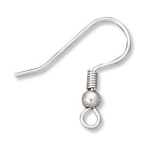 Silver Plated Earring Hooks with Ball & Coil (144)