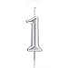 PartyMart Number 1 Metallic Candle, Silver Number 1