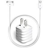 USB Charger, Usb Wall Plug Adapter with 10ft USB 30 Pin Cable for iPhone 4/4s, iPhone 3G/3GS, iPad 1/2/3, iPod (10ft 30 Pin Cable USB Charger White)
