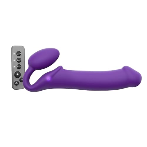 Strap-On-Me Vibrating Bendable Strap-On Rechargeable Strap-On with 3 Independent Motors, Remote Control, Flexible Liquid Silicone, Waterproof, Harness Compatible, G-Spot & Clitoral Stimulation