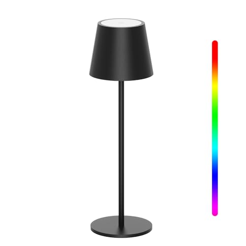 K-Bright 1 Stück RGB Akku Tischlampe Kabellose aus Aluminium Schwarz