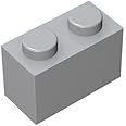 Classic Building Brick 1x2, 100 Piece Bulk Brick Block, Compatible with Lego Parts and Pieces 3004, Creative Play Set - 100% Compatible with All Major Brick Brands(Colour:Light Gray)