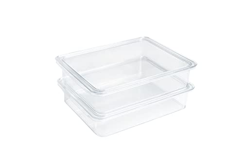 Kitchen Spaces Recipientes empilháveis de armazenamento de geladeira, organizadores compactos com tampas para cozinha e despensa, mantêm carnes e queijos frescos, transparentes e resistentes, pacote