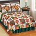 Collections Etc Revirsible Patchwork Quilt with Colorful Fall Leaves on White Background and Green Tone on Tone Leaves Reverse Side, Autumn Colors, Red and Green, King
