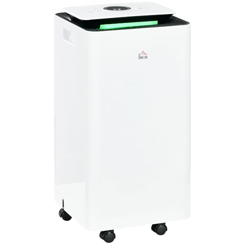 Deshumidificador Eléctrico 10L/día Depósito de Agua 2,5L Deshumidificador Silencioso hasta 10-20m² con 5 Modos 2 Velocidades Pantalla LED Temporizador para Dormitorio Salón Blanco