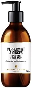 Amphora Aromatics Peppermint Ginger Liquid Soap 250ml Glass Vegan Essential Oils