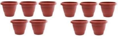 MEHANS Gardening Flower Pots-8Inch | Round Garden Plastic Planters Pack of 10 Plant Container Set (Pack of 10, Plastic)