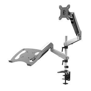 2-in-1 Full Motion Gas Spring Dual Monitor Arm Desk Mounts Laptop & Monitor