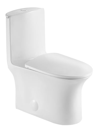 JINGZE Dual Flush Elongated Standard One Piece Toilet for Bathroom Comfort Heig…