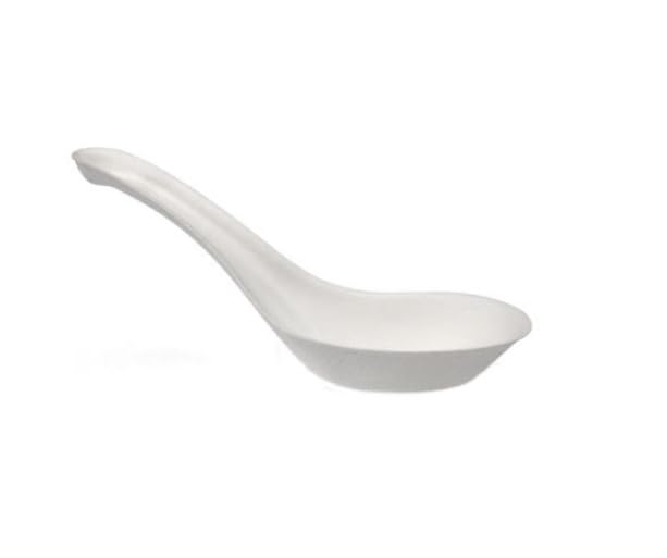 Enviropack 100 Bagasse Ramen Spoons, Eco-Friendly Disposable Compostable Soup Spoons, 140mm