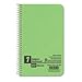 Ampad Single Wire Notebook, Recycled, Size 8x5, 1 Subject ,Green Cover, Narrow Ruled, Not 3 Hole Punched, 80 Sheets per Notebook (25-400R)