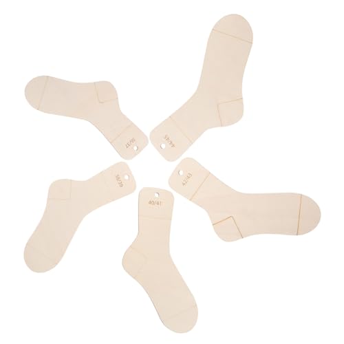 ORFOFE Wood Sock Blockers Set for Knitting 5-Piece Wooden Sock Stretchers Knitting Tool Kit for Beginners for DIY Display and Crafting